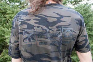 AdrenalineJunkieProd - Camouflage Original Logo T-Shirt - Eat, Sleep, Ride, Repeat