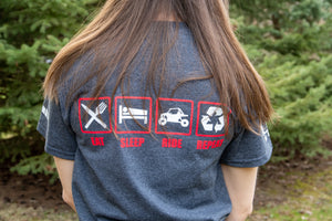 AdrenalineJunkieProd - 2 Tone Original Logo T-Shirt - Eat, Sleep, Ride, Repeat